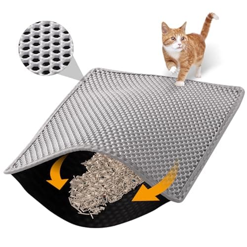 ondware Cat Litter Mat, 30x24 Inch Double Layer Litters Box Mat, Waterproof Cat Mat for Litter Box(Gray)