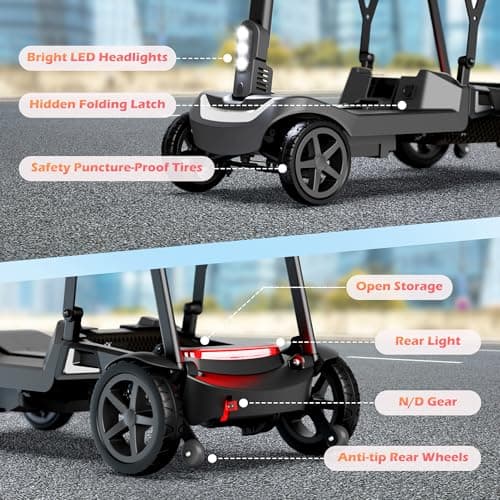 37.5lb Lightweight Mobility Scooter for Seniors & Adults - Cruise & Airline Approved, Removable Lithium Battery, Foldable Portable Travel Motorized Scooter, No Assembly Needed, 12.4Miles Range, Black 9