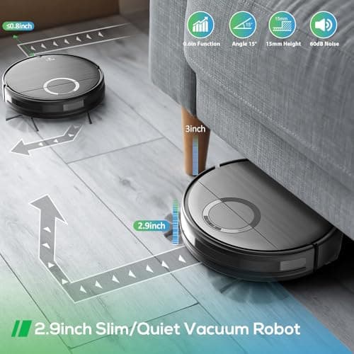 UMMUND Robot Vacuum and Mop Combo, 2 in 1 Mopping Robotic Vacuum Cleaner with Schedule, Wi-Fi/App/Remote, Max Suction 2000Pa, Self-Charging, Slim, Ideal for Hard Floor, Pet Hair, Low-Pile Carpet 5