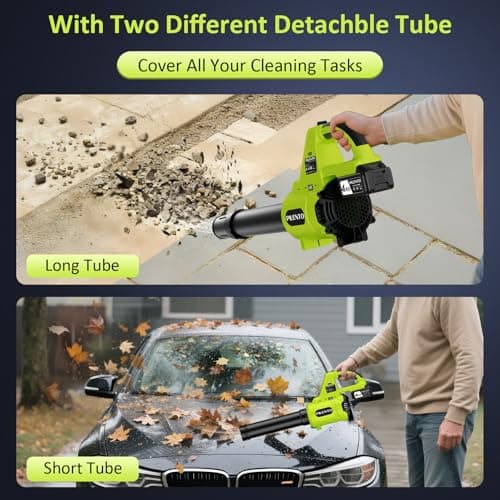 Leaf Blower Cordless with 2 x 4.0Ah Battery Operated and Fast Charger, 650CFM 280MPH Electric Leaf Blower, 3 Speed Mode, 20V Powered Handheld Blowers for Lawn Care, Blowing Leaves, Small Gravel, Green 5