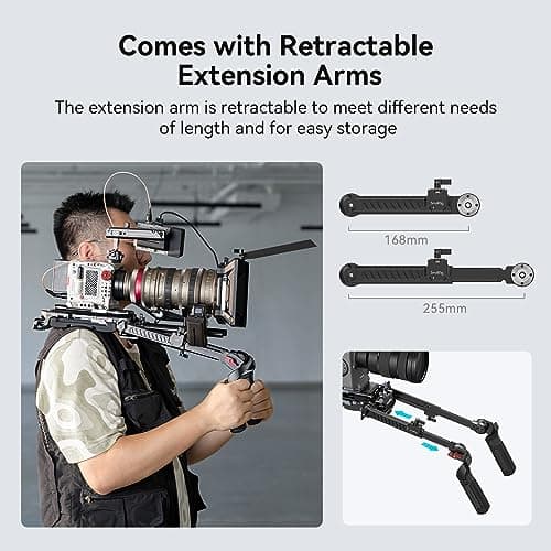 SmallRig Shoulder Rig Kit (Pro), Video Film Making System Kit for DSLR Camera and Camcorder with VCT Shoulder Pad, Extension Arm, and Handle for Canon for Nikon for Sony, etc - 4274 6