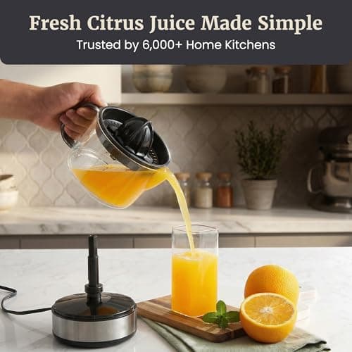 Elite Gourmet ETS623 BPA-Free 40-Watt Electric Citrus Juicer, Compact, Large Volume, Pulp Control, Oranges, Lemons, Limes, Grapefruits with Easy Pour Spout, 24oz, Black/Stainless Steel 6