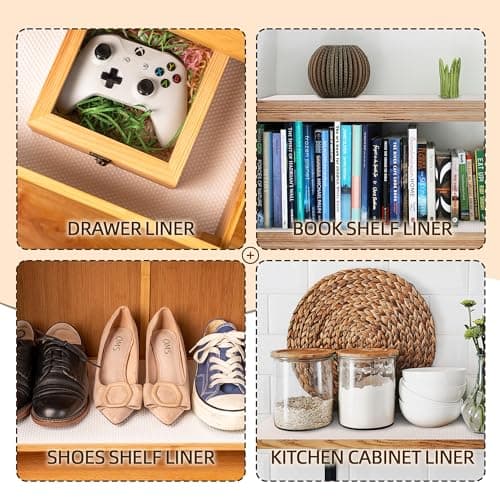 Shelf Liner for Kitchen Cabinets White- Food Safe, Non-Adhesive, and Waterproof - Easy to Clean and Reusable - Perfect for Shelves,Fridge,Drawers,Cupboard and Pantry Cabinets 12'' X 120 Inch 2