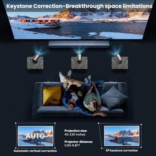 [180°Adjustable Stand] Smart Mini Portable Projector with WiFi and Bluetooth, Auto Keystone Upgraded 350ANSI, Android11.0, Ceiling, Outdoor Use, Compatible with TV Stick Smartphone/HDMI/USB(Grey） 5