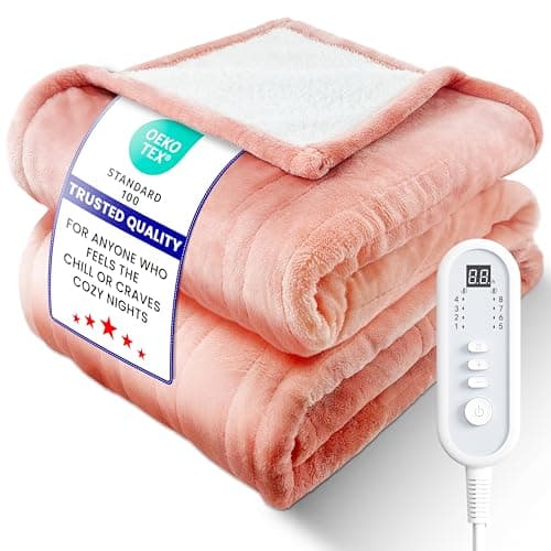 LEERUN Electric Heated Blanket Full Size, Ultra‑Cozy Premium Flannel & Sherpa, Even Heat Distribution & Stable Temp, 1–10H Auto‑Off, 8 Temps (86–125.6°F), Overheat Protection, Ideal Gifts for Grandma