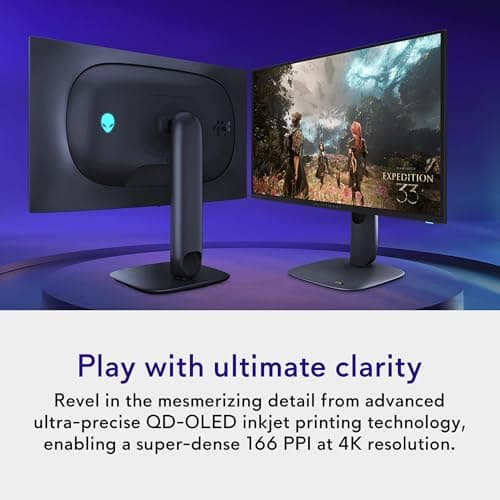 Alienware 27 4K QD-OLED Gaming Monitor AW2725Q - 26.7" 4K UHD QD-OLED 240Hz 0.03ms, NVIDIA G-SYNC Compatible, AMD FreeSync Premium Pro, VESA AdaptiveSync, Dolby Vision, VESA DisplayHDR True Black 400 5