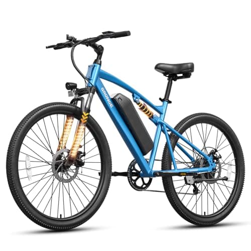 QRONGE Electric Bike for Adults, Full Suspension Ebike, 1000W Peak Motor 486Wh Battery, 28MPH(PAS Mode) Mountain Electric Bicycles, 7 Speed, 26'' Tire, Up to 70 Miles, Zephyr