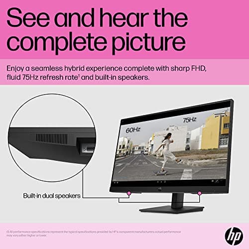 HP 24 inch 1080P Computer Monitor Bundle with Docztorm Dock, 24" Full HD (1920x1080) 75Hz Anti-Glare IPS Display with Built-in Speakers, HDMI, VGA, Ideal for Home and Business -2026 Model 4