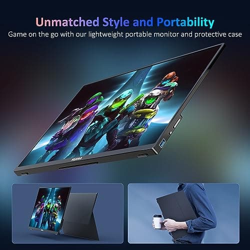 NexiGo 2.5K 144Hz 16'' Portable Gaming Monitor, 500Nits, FreeSync, G-SYNC Compatible, 10Bit, HDR, Dual Speakers, HDMI USB-C, PC/PS5/Switch, Built-in Kickstand with Cover, for Home/Office/Esports 7