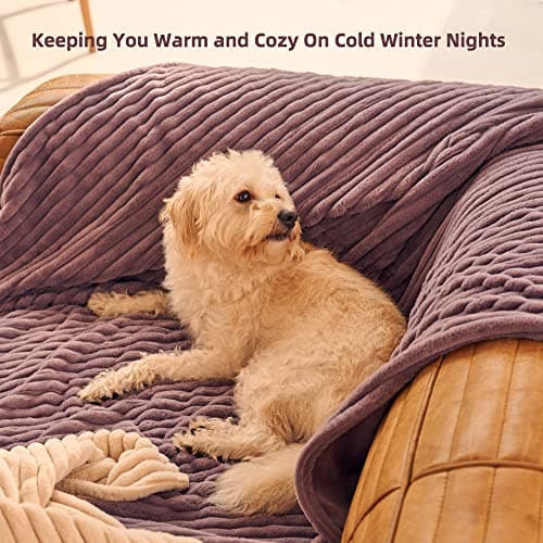 GOTCOZY Electric Blanket Heated Throw 50''X60''- Ribbed Faux Fur Heated Blanket with 4 Heating Level & 3 Hour Auto Off Heating Blanket, ETL&FCC Certified Machine Washable(Violet) 6