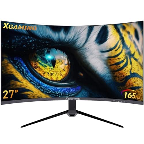 XGaming 27 Inch Curved Monitor 2K 165Hz 1500R, QHD 2560 x 1440p Gaming Computer Display, 16:9 HDMI, 1ms, FreeSync, 99% sRGB, Eye Care HDR PC Screen Built-in Speakers, VESA, Tilt Adjustable