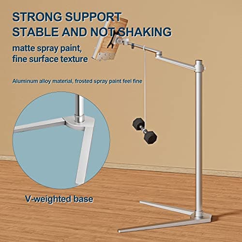 Shikha Book Stand for Reading, Hands-Free Holder for Laptop Phone Tablet with Wooden Pad, Rotated and Liftted Metal Support, 2 Spring Clips. 6