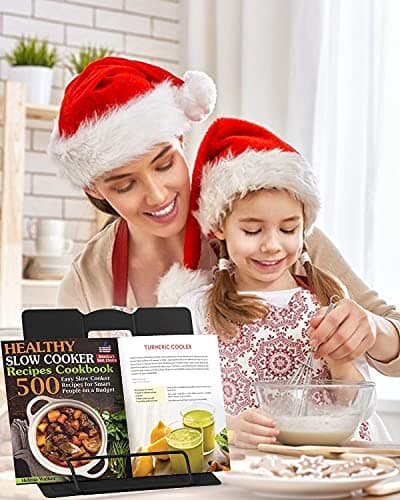 MSDADA 1PC Desk Book Stand Metal Reading Rest Book Holder Adjustable Cookbook Documents Holder Portable Sturdy Bookstands for Recipes Textbooks Tablet Music Books with Page Clips (Black) 7