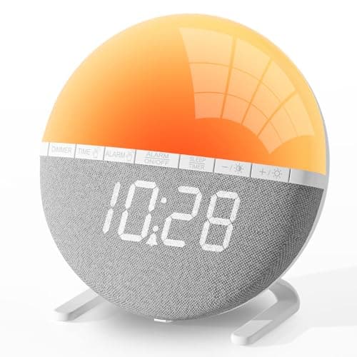 AFEXOA Wake Up Light Sunrise Alarm Clock for Kids, Adults, Heavy Sleepers, Bedroom, Sunlight Alarm Clock with Sunrise Simulation, Snooze, 7 Ringtones, Sleep Aid, 9 Colors Night Light, Ideal for Gift
