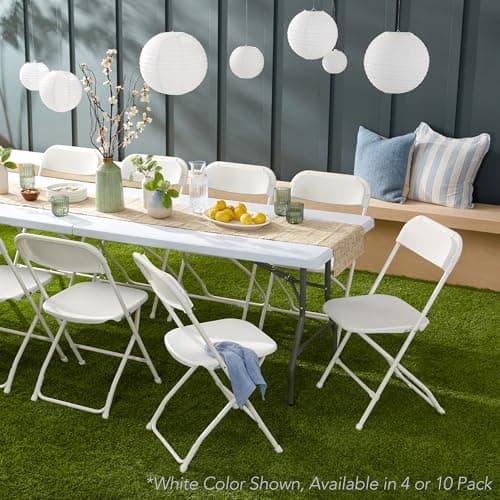 Best Choice Products Set of 10 Plastic Folding Chairs, Portable Stacking Indoor Outdoor Seating for Home, Yard, Garden, Parties, Events w/Non-Slip Feet, 350lb Weight Capacity - Black 5