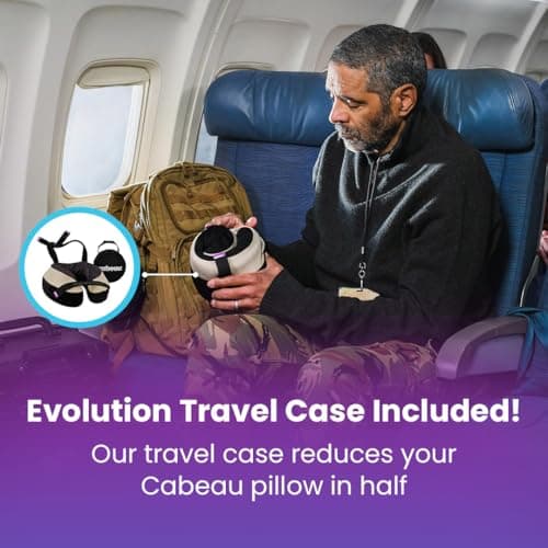 Cabeau Travel Neck Pillows for Airplanes – The Neck’s Evolution, TNE S3 – Supportive Memory Foam Design for Long Haul Flights – Attachable Seat Straps and 360° Support (Berlin Grey) 6