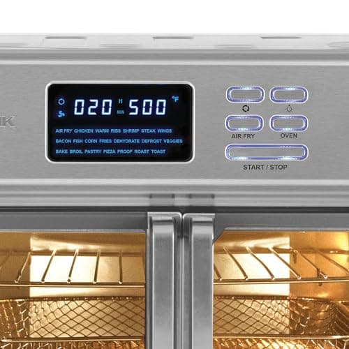 Kalorik MAXX Air Fryer Oven, 26 Quart 10-in-1 Countertop Toaster Oven & Air Fryer Combo - Fry, Bake, Roast, Rotisserie, & More, Large Glass French Doors & 9 Accessories, 1700-Watts, Stainless Steel 10