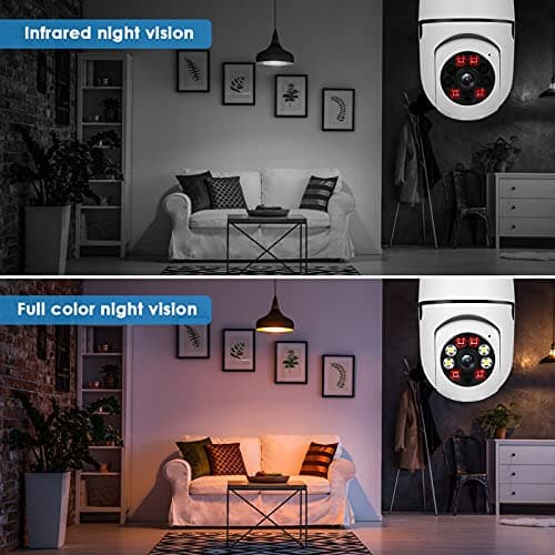 UPULTRA Light Bulb Security Camera Outdoor 2packs HD Wireless 5GHz/2.4GHz WiFi Home IP Cameras E27 360 Degree Panoramic,Motion Detection and Alarm,Two-Way Audio,Night Vision 6