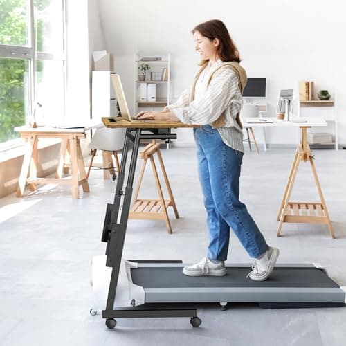Enayplon Small Standing Desk with Wheels, Portable Treadmill Desk, Rolling Desk Adjustable Height for Laptop, Mobile Standing Table for Walking Pad, Bedside Table 8