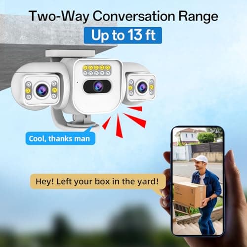 Kinnkall 4MP Triple-Lens Outdoor Security Camera, 2.4GHz WiFi Camera for Home, 180-plus Degrees Coverage, Night Vision, 2-Way Talk, SD/Cloud Storage, Works with Mobile Apps & PCs 5