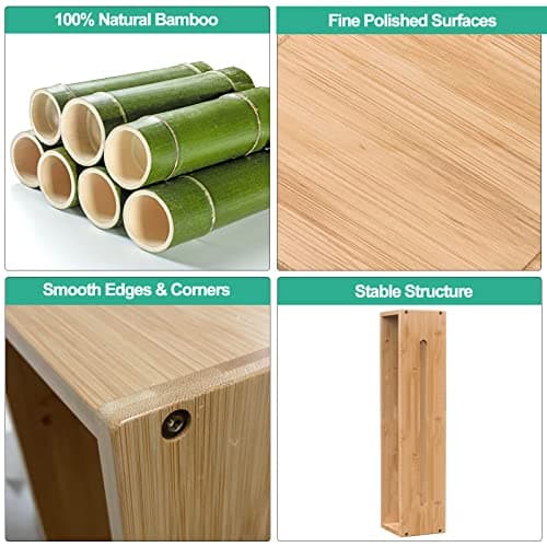 Purbambo 26" Tall Rolled Towel Rack Wall Mounted, Bathroom Bamboo Towel Holder Shelf, Rolled Bath Towels Storage Organizer 7