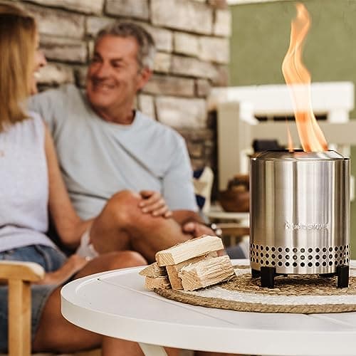 Solo Stove Mesa, 5.1 Inch Tabletop Fire Pit with Stand - Smokeless, Stainless Steel Fire Pit for Camping, Outdoor & Patio- Wood Burning or Pellet Fueled Portable Bonfire, 1.4lbs, Stainless Steel 6