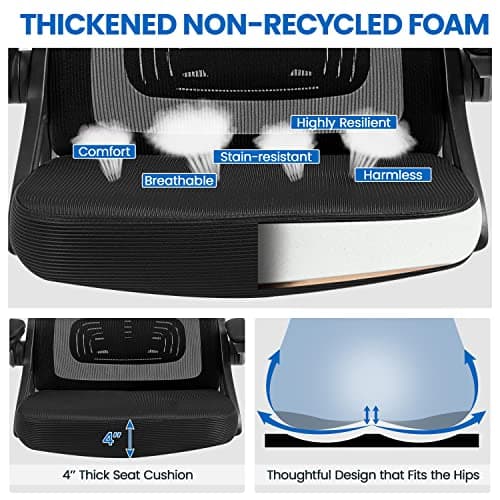 Yaheetech Ergonomic Office Chair, High Back Desk Chair with Headrest and Flip-up Armrest Lumbar Support for Home Office Meeting Room Study, Black 8