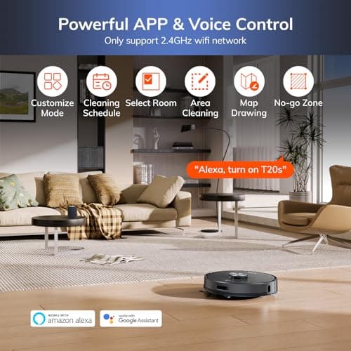 ILIFE T20s Self-Emptying Robot Vacuum and Mop Combo, 5000Pa Suction, 70-Day Capacity, LiDAR Navigation, 260mins Runtime, App/Alexa Control, Robotic Vacuum Cleaner for Hard Floors, Carpets and Pet Hair 7