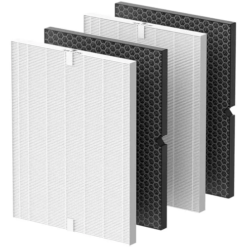 Smilyan 2 Sets 116130 HEPA Replacement Filter H for Winix 5500-2 Plasmawave Air Purifier and Models AM80, Includes 2 Pack Ture HEPA Filters + 2 Pack Activated Carbon Pre-Filters