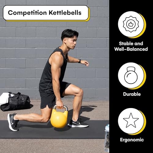 Kettlebell Kings Competition Kettlebells Weight - 33mm handle - 4-32 KG - Hand weights Workout Gym Equipment and Strength training sets for Women and Men - Weights set for Home Gym 5