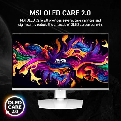 msi MAG 272QPW QD-OLED X28 27-inch 2560 x 1440 (QHD) Gaming Monitor, 280Hz, Adaptive-Sync, HDR Ready, HDMI, VGA Port, VESA Mountable, Tilt, 4-Side Slim Bezel, 0.03ms, White 8