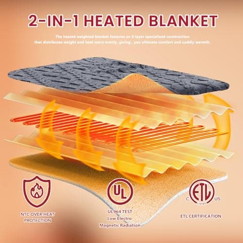 JKMAX Heated Electric Blanket King Size-100"x90" Heating Blanket with 10 Heating Levels & 5 Time Settings Over-Heat Protection，Winter Warmer for Adults with ETL Certification（Grey） 5