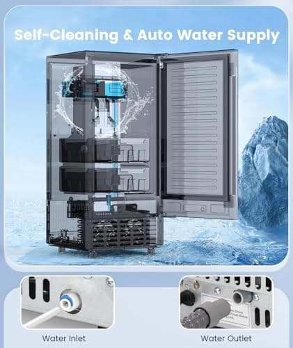 Electactic Nugget Ice Maker Machine, Under Counter Ice Machine,Stainless Steel Built-in Freestanding Ice Maker,66Lbs/Day,LCD Panel/Self-Clean/24H Timer,for Home Kitchen Office Bar Party 6
