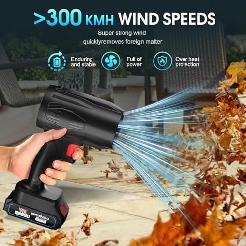 21V Cordless Leaf Blower, 990000 RPM High-Speed, 2×6Ah Large-Capacity Batteries & Fast Charger Included, Lightweight Handheld Blower for Lawn/Garden/Yard Cleanup 2