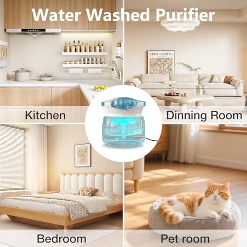 Water Air Purifiers for Home, Air Washer Aroma Diffuser, Air Filter Washer Humidifier, Essential Oils Aroma Fresher With LED Night light for Office, Bedroom，Small Air Cleaner For Smoke and Pets 7
