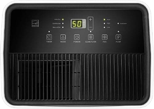 Hisense 50 Pint Dehumidifier 300 sq. ft Slide-out Bucket with Easy-carry Handle, 3 Speeds (Lo, Hi, Auto), Up to 4500 sq ft., Auto shut-off, Quiet 48 dB, 115v, - DH5023KP (Renewed) 6