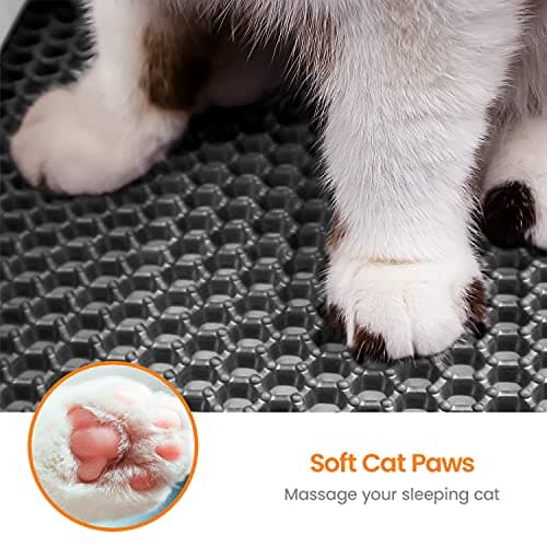 Conlun Cat Litter Mat Kitty Litter Trapping Mat 25” x15” Honeycomb Double Layer, Urine Waterproof, Easier to Clean, Litter Box Mat Scatter Control, Less Waste, Soft on Paws, Non-Slip 6