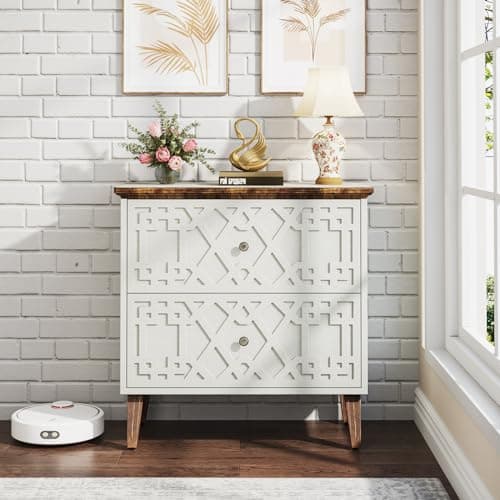 LITTLE TREE 2-Drawer File Cabinet, Lateral Filing Cabinet for A4/Letter/Legal Size, Office Storage Cabinet, Printer Stand with Storage Drawer for Home Office 8