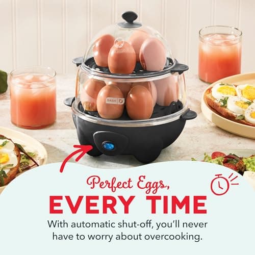 Dash Deluxe Egg Cooker - Boiler, Poacher & Steamer - Includes Measuring & Recipe Guide - Dishwasher Safe - BPA Free - Holds 12 Eggs, Black 10