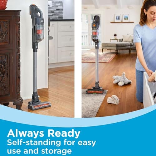 BLACK+DECKER POWERSERIES 20V MAX Cordless Stick Vacuum Cleaner, Household Vacuum Cleaners for Hardwood Floors and Carpet, LED Lights, Detachable, Anti-Tangle, Lightweight, Bagless (BHFEA18D1) 9