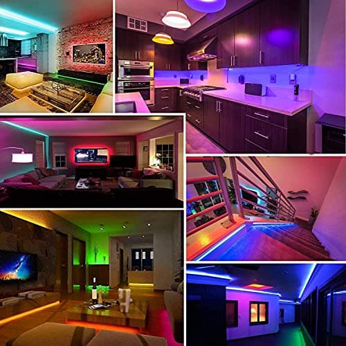Keepsmile 50ft Led Lights for Bedroom, Bluetooth Smart APP Control RGB Color Changing Led Strip Lights with Remote Control and Power Adapter Led Lights for Room Kitchen Party Home Decoration 6