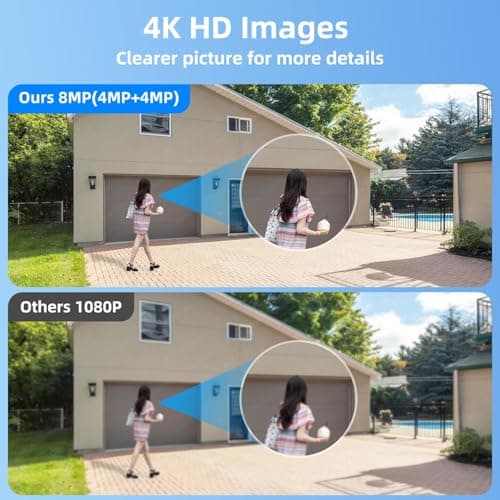 BEZOMIZ 4K Solar Security Cameras Wireless Outdoor, 5GHz/2.4GHz WiFi 360° PTZ Cameras for Home Security with Dual Lens, Human Auto-Tracking, Siren, Color Night Vision, 2-Way Talk, IP66 6