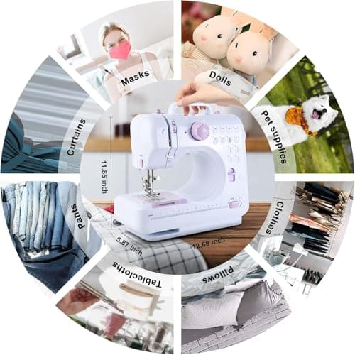 Sewing Machine for Beginners & Kids, Mini Portable Sewing Machines with 12 Built-in Stitch Patterns, 2-Speed Foot Pedal, Perfect for Teaching Daughter Granddaughter to Sew(Purple White) 6