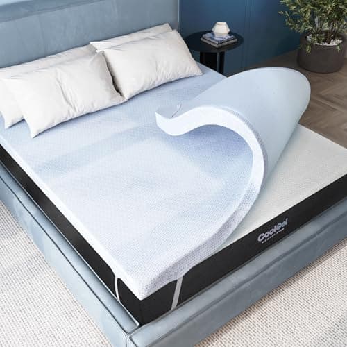 COOL GEL Memory Foam Mattress Topper, Cool Gel Infused Memory Foam, Plush and Supportive, CertiPUR Certified (2-inch + Cool Gel Cover, Queen (U.S. Standard))