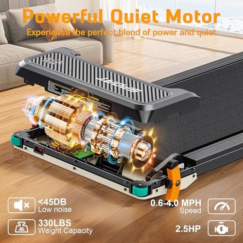 FUNRAY Walking Pad with Incline - Under Desk Treadmill with 2 Control Options, Ultra Slim Design and Double Shock Absorption, LED Display, Powerful and Quiet Treadmill for Walking/Jogging-White 6