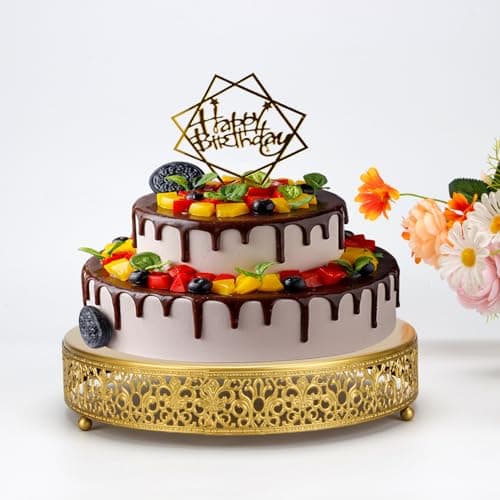 KVMORZE 11.8 ‘’ Gold Cake Stand, Metal Cupcake Dessert Stand Cake Display Holder, Cookies Fruit Serving Tray Decor Candy Table Display for Wedding Party Birthday Housewarming Anniversary (11.8in) 4