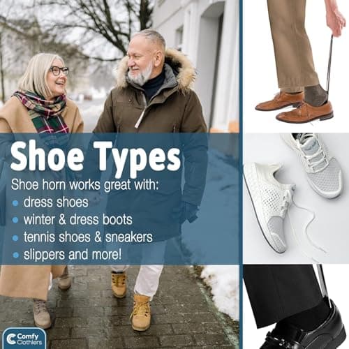 Comfy Clothiers - Long Handle Metal Shoe Horn (16.5"/42cm) - Stainless Shoehorn for Shoes & Boots - Great Shoe Spoon for Kids, Adults and Seniors 7