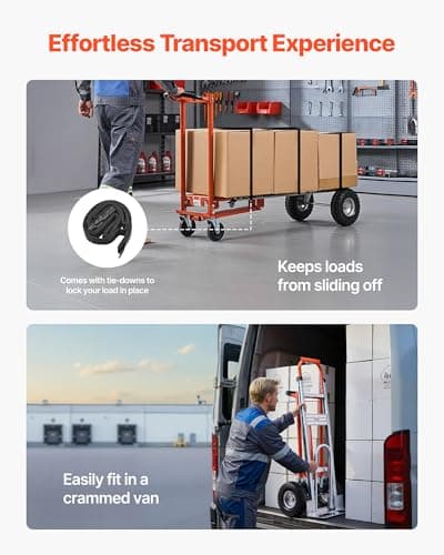 VEVOR 4 in 1 Hand Truck, 1000 lbs Load Capacity for 4-Wheel Mode, Convertible Hand Truck Dolly with Non-Slip Handle & Wheels, Aluminum Alloy Portable Trolley Dolly for Moving Home, Office, Warehouse 5