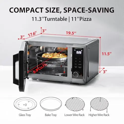 TOSHIBA Inverter Countertop Microwave Oven Air Fryer Combo MASTER Series, Broil, Convection, Speedy Combi, Even Defrost 11.3'' Turntable Sound On/Off, 27 Auto Menu&47 Recipes 7