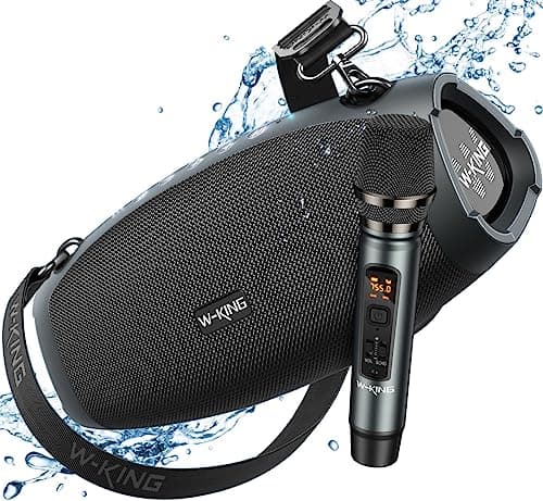W-KING Portable Loud Bluetooth Speakers with Wireless Microphone, (120W Peak) 70W Outdoor Speaker Bluetooth Wireless Waterproof, Triple Passive Radiators-Deep Bass/Hi-fi/DSP/TF/AUX/EQ/Opener